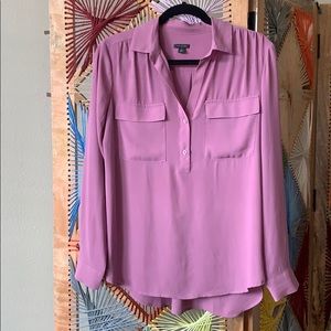 Ann Taylor polyester, pale purple, long sleeve top